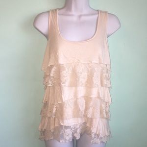 Pretty Good Lace Ruffled Tank Top Sz Small
